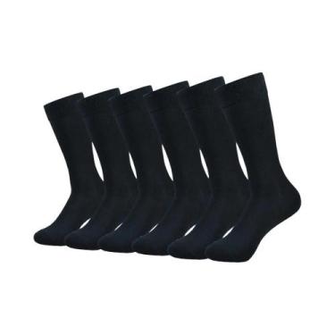 Imagem de Meias De Algodão Pretas Para Homens, 6 Pares, Alta Qualidade, Longas, 
