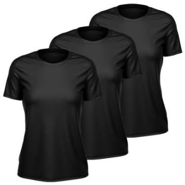 Imagem de Kit 3 Camisetas Feminina Dry Manga Curta Proteção UV Slim Fit Básica Academia Treino Fitness-Feminino