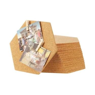 Imagem de Adesivos De Cortiça Hexagonais DIY Para Quadro De Mensagens Decorativo