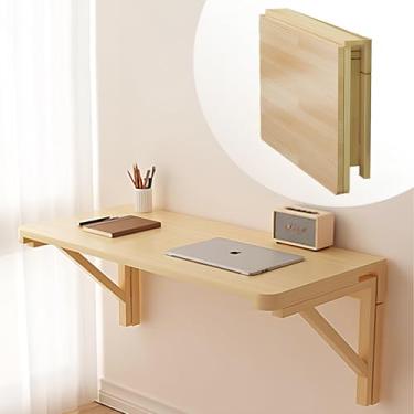 Imagem de Mesa de jantar de parede, mesa dobrável montada na parede, mesa de escritório, mesa flutuante para laptop, bancada de trabalho dobrável montada na parede para estudo, quarto, lavanderia, varanda