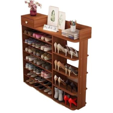 Imagem de PPALORTEX Sapateira nórdica, simples, multicamadas, porta de casa com banco para troca de sapatos, grande capacidade, simples, moderna, prateleira, armário para armário