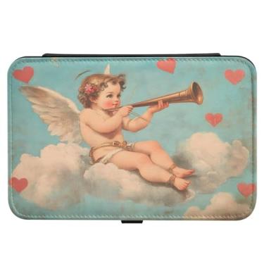 Imagem de Burbuja Caixa de joias de viagem Cupido dos Namorados na nuvem para presente para mulheres e meninas, estojo de joias portátil de couro PU organizador para brincos, anéis, colares e pulseiras