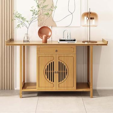 Imagem de Mesa de altar de meditação com gaveta, armário de santuário pessoal para oração e oferta, suporte de madeira de design chinês, pedestal de armazenamento de 120 cm (47,2") para mindfulness e meditação