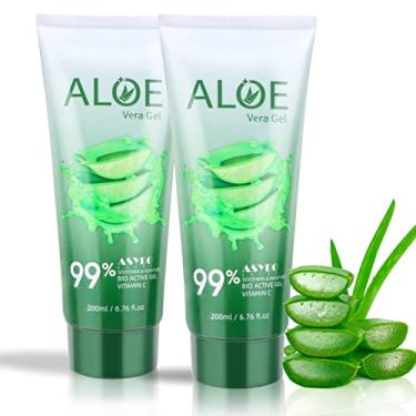 Imagem de ASYBO Gel Aloe Vera 200 x 2 ml – 99% Aloe Vera puro orgânico hidratante facial e corporal, creme de aloe natural para pele seca, queimaduras solares, acne, calmante e hidratante