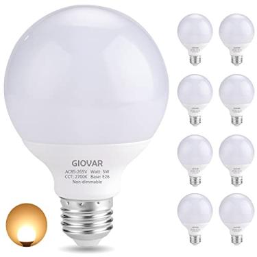 Imagem de GIOVAR Pacote com 8 lâmpadas G25 LED Vanity 120 V 40 Watt Equivalente, Base E26, 2700K Branco Quente LED Globo Lâmpadas para espelho de banheiro, não regulável