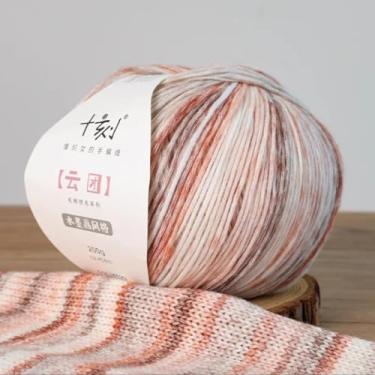 Imagem de SHIKE Cloud-Cluster fio multicolorido arco-íris para tricô e crochê. Fio misturado de algodão acrílico de lã macia. Fio de ar tingido com espaço gradiente (YT29)