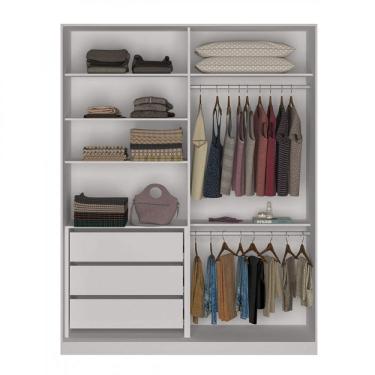 Imagem de Guarda Roupa Solteiro 1 Espelho 2 Portas 3 Gavetas Nova Mobile Branco E Noce