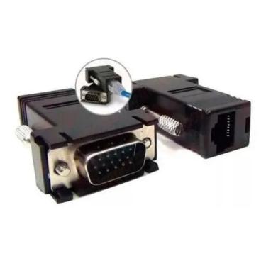 Imagem de Adaptador Vga Macho Rj45 Conversor Extensor Video Rj45 1 Par