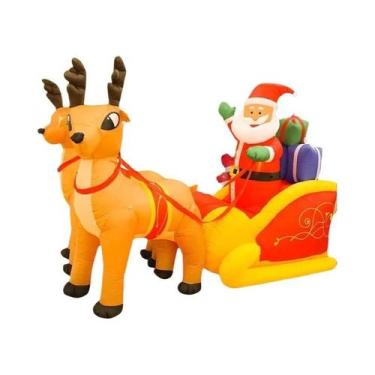 Imagem de Decoração Inflável Para Exterior: Papai Noel, Rena, Trenó, Árvore De N