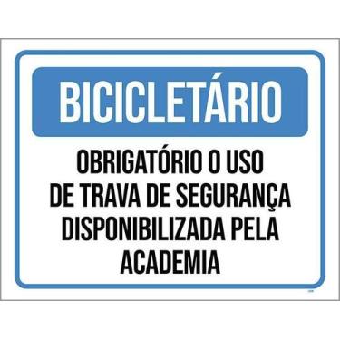 Imagem de Kit 5 Placa Acm Bicicletário Academia Trava Segurança 18X23 - Sinalizo