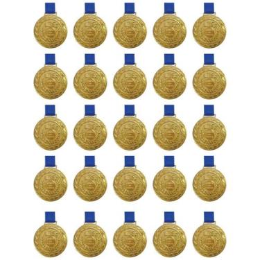 Imagem de Kit com 25 Medalhas de Ouro M60 Honra ao Mérito C/Fita Azul - Crespar