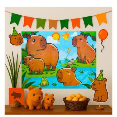 Imagem de Painel Festa Capivara Decoração Aniversário e Eventos TNT 1m - Piffer