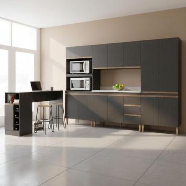 Imagem de Armário de Cozinha Completa Modulada 6 peças 2,80m + 1,36m Essenza Móv