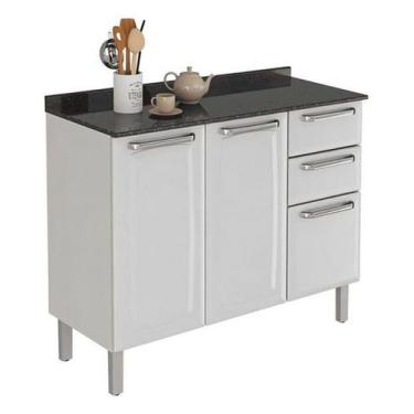 Imagem de Itatiaia Luce Balcão Cozinha 3 Portas 2 Gavetas Branco Branco