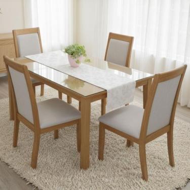 Imagem de Caminho de Mesa Trilho 1,20m Jacar Liso Passadeira Cozinha COR:BRANCO 