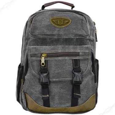 Imagem de Mochila de Lona Reforçada Com Sintético Escolar Camping Multiuso Divis