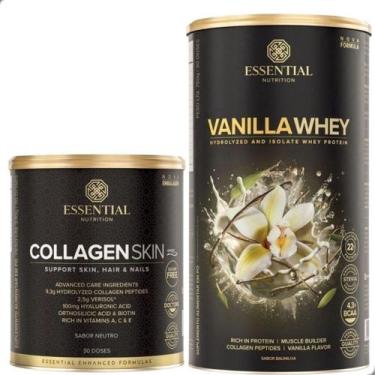 Imagem de Kit Vanilla Whey Protein 900g + Collagen Skin Natural 330g Essential -