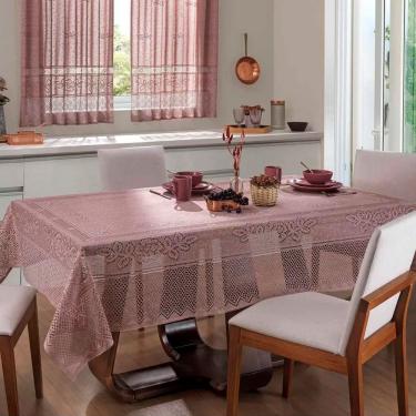 Imagem de Toalha de Mesa Renda Color 100% Poliéster 150CM X 220CM 6 Lugares Rose Interlar