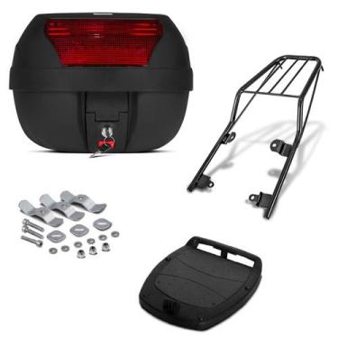 Imagem de Baú Bauleto Preto 28 Litros Com Refletor Pro Tork + Bagageiro Moto, VE