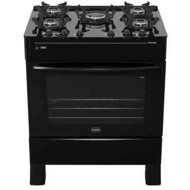 Imagem de Fogão Realce Smart Glass 5 Bocas Automático Mesa de Vidro, Preto, Bivo