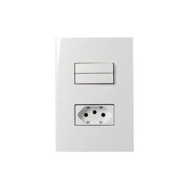 Imagem de Interruptor Duplo Simples 10a E Tomada 2p+t 10a Margirius Sleek Com Pl