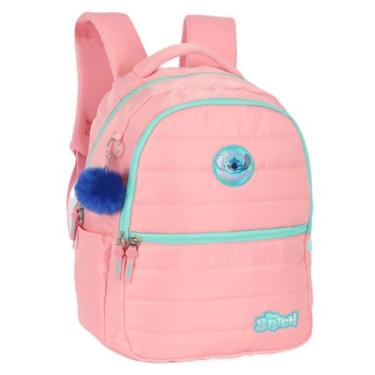 Imagem de Mochila Escola Menina Costas Bolsa Salmão Casual Lilo Stitch - Disney
