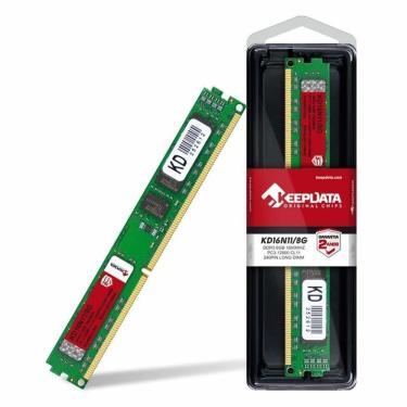 Imagem de Memória Ram Ddr3 8GB 1600MHz Kd16N11-8G para Desktop com 240 Pinos Verde Keepdata