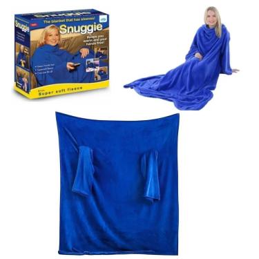Imagem de Cobertor com Mangas Adulto Infantil 180x125cm Tecido Macio para Tv Viagem e Relaxar