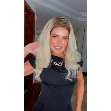 Imagem de Peruca Lace Front Cabelo Humano Grace Kelly 55cm Ombré Loiro Claríssim
