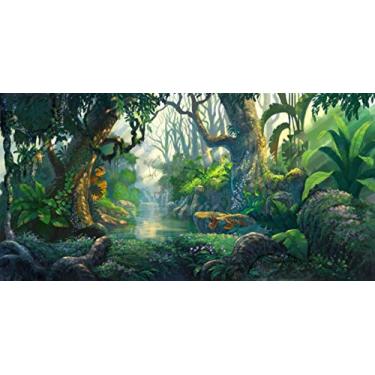Imagem de Yeele Pano de fundo de contos de fadas de 1,7 x 1,8 m para fotografia fantasia Fairyland Tropical Virgin Forest Jungle Sunlight Flowers Background Kids Birthday Party Photo Booth Shoot Vinyl Studio Adereços