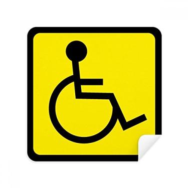 Imagem de Warning Symbol Amarelo Preto Pessoa Desabilitada Quadrado Pano Limpador de Tela Tecido de Camurça Pacote com 2