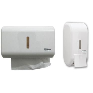 Imagem de Conjunto Dispenser Papel Toalha Saboneteira Consultorio Casa