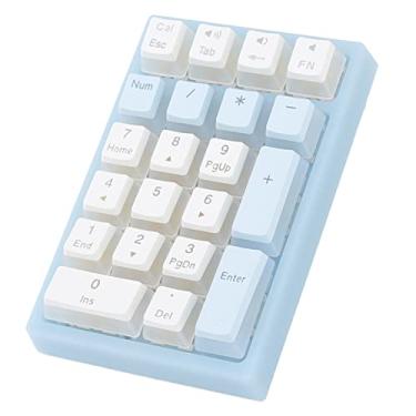 Imagem de Teclados numéricos sem fio, teclado numérico mecânico de 21 teclas RGB retroiluminado teclado numérico pequeno ergonômico para laptop(Azul e branco)