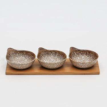 Imagem de Prato de cerâmica japonesa criativa bandeja de madeira sobremesa frutas secas prato de doces, 12