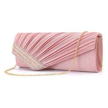 Imagem de Bolsa clutch de casamento bolsa feminina bolsa de ombro cristal bolsa de noite acessórios carteira, rosa, M