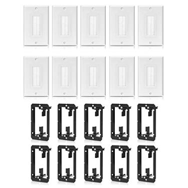 Imagem de Pacote com 10 placas de parede com escova única com suporte de montagem de baixa tensão, cabo de passagem através da inserção para fios, tomada de parede, alto-falante HDTV, rede HDMI, sistemas de home theater, passagem (branco)