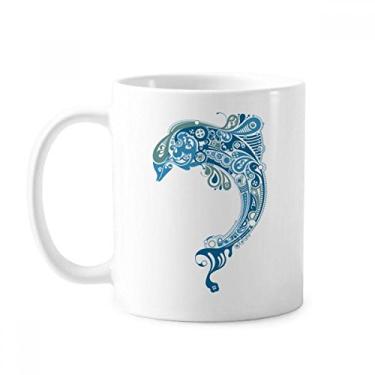 Imagem de Caneca ilustrada de golfinho do oceano azul cerâmica cerâmica xícara de porcelana louça