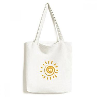 Imagem de Sacola de lona com pintura à mão amarela Sun Sunshine bolsa de compras casual bolsa de mão