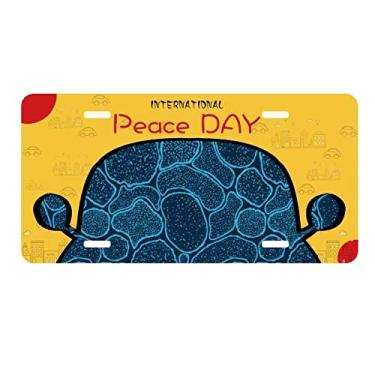 Imagem de DIYthinker Placa de licença com ilustração de células de microscópio azul, placa de automóvel, decoração de carro, dia da paz