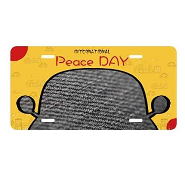 Imagem de DIYthinker Placa de licença abstrata cinza linho tecido decoração de carro dia da paz