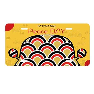 Imagem de DIYthinker Placa de licença Squama vermelha dourada preta padrão placa etiqueta decoração de carro dia da paz