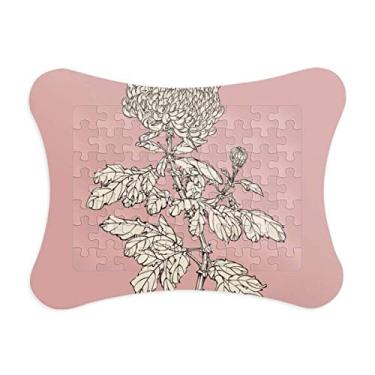 Imagem de Moldura de quebra-cabeça de crisântemo preto e branco para decoração de imagem