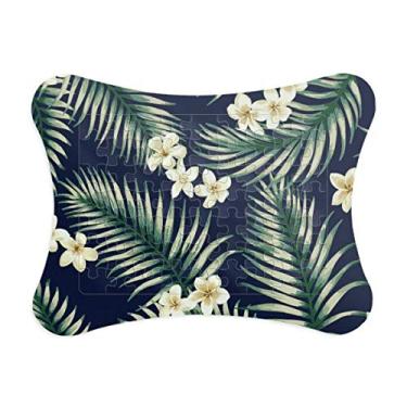 Imagem de Moldura branca tropical para desenho de plantas enigma decoração de imagem ornamento de jogo de quebra-cabeça