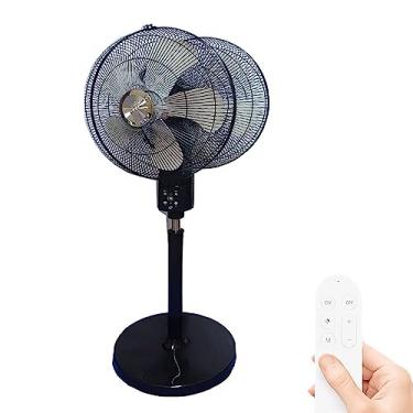 Imagem de Ventilador de pedestal comercial Ventiladores de piso oscilantes rotativos de 360° com controle remoto interno circulação de ar em pé com 3 velocidades, preto, 1600 mm