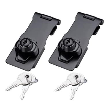 Imagem de Trava de 3 mm engrossada resistente ferrolho de segurança para porta dupla, janela, celeiro, armário, gaveta, armário, garagem, aço inoxidável, níquel escovado (7,6 cm - 2 peças)