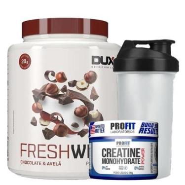 Imagem de Combo Suplemento em pó  Fresh Whey Nutri Isolado Chocolate belga e Avela + Creatina - Dux-Unissex