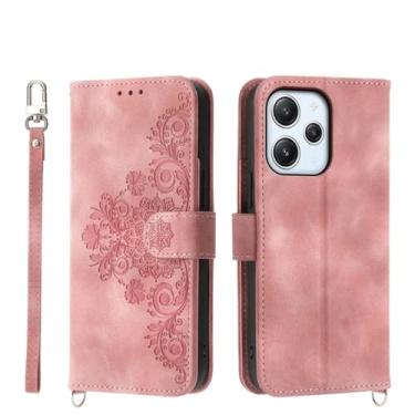 Imagem de Capa de cartões carteira de couro com cordão para Xiaomi Note 12 Pro Plus 5G 11s 11 A1 Plus A2 12T 11T Crossbody Book Bag Capa, rosa, para Redmi 10C 4G