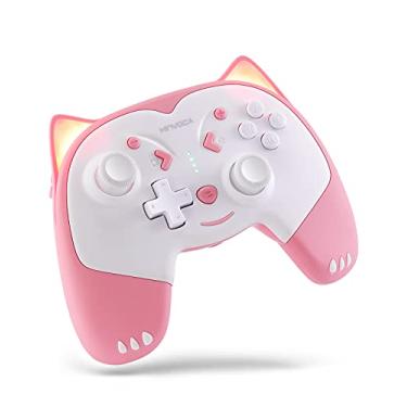 Imagem de KINVOCA Controle sem fio para Nintendo Switch/Switch Lite, lindo controlador Pro com turbo, movimento, vibração, acordar, conector de fone de ouvido e luz de respiração - Cor-de-rosa
