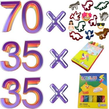 Imagem de 70 Forminhas Modelar + 35cx Mini Giz De Cera + 35cx Massinha