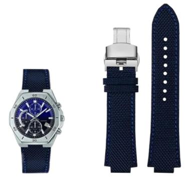 Imagem de waillynice Pulseira de relógio inferior de lona de nylon para Casio Edifice Series GST-B400 EFB-680 ECB-10D 26 x 14 pulseira (azul prata)